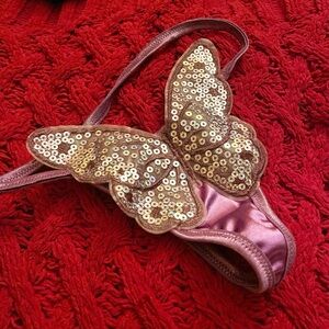 Purple Satin Bezaddled Butterfly Thong🦋